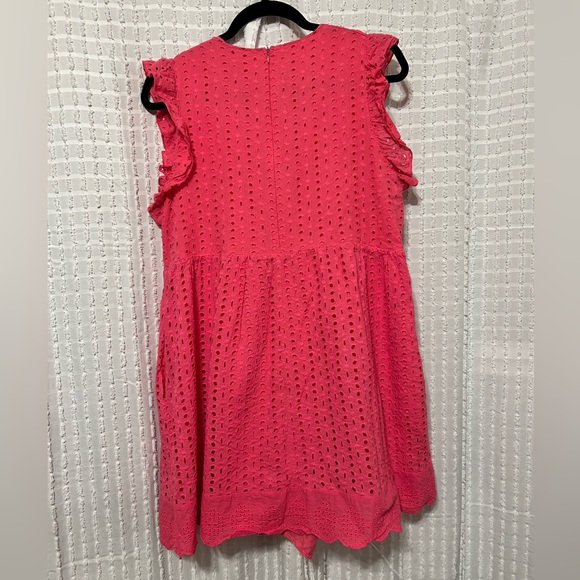 Pink Eyelet Women’s Large Flutter Sleeve Romper - Picture 6 of 10